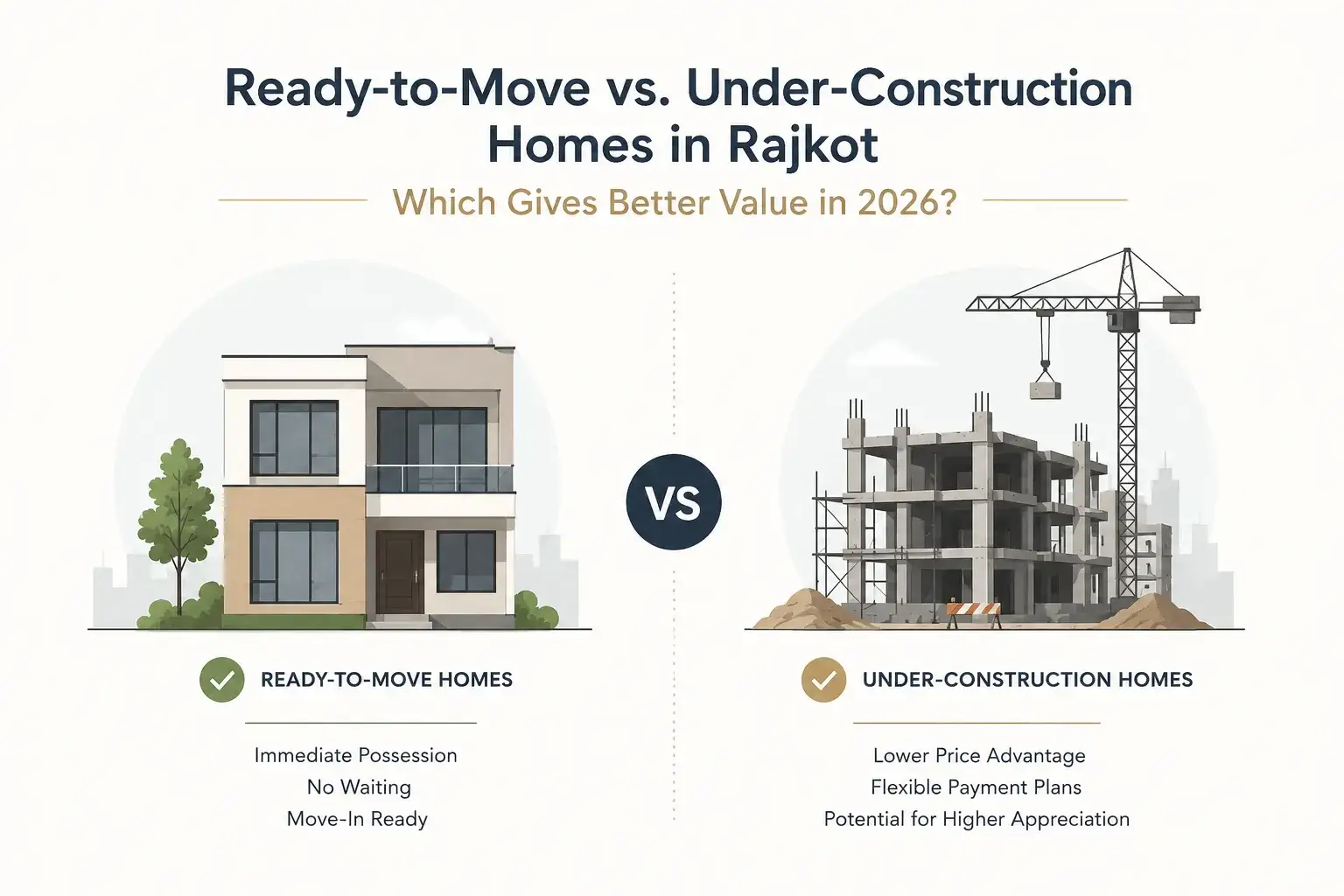 Ready-to-Move vs. Under-Construction Homes in Rajkot: Which Gives Better Value in 2026? — PropDiscover